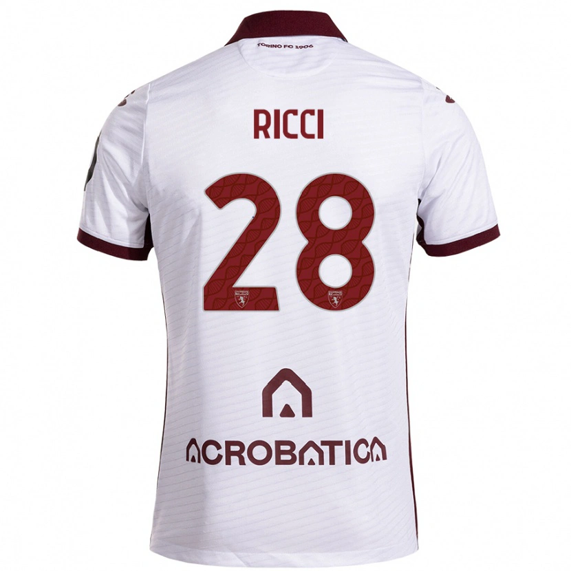 Danxen Kvinnor Samuele Ricci #28 Vit Rödbrun Bortatröja Matchtröjor 2024/25 Tröjor T-Tröja