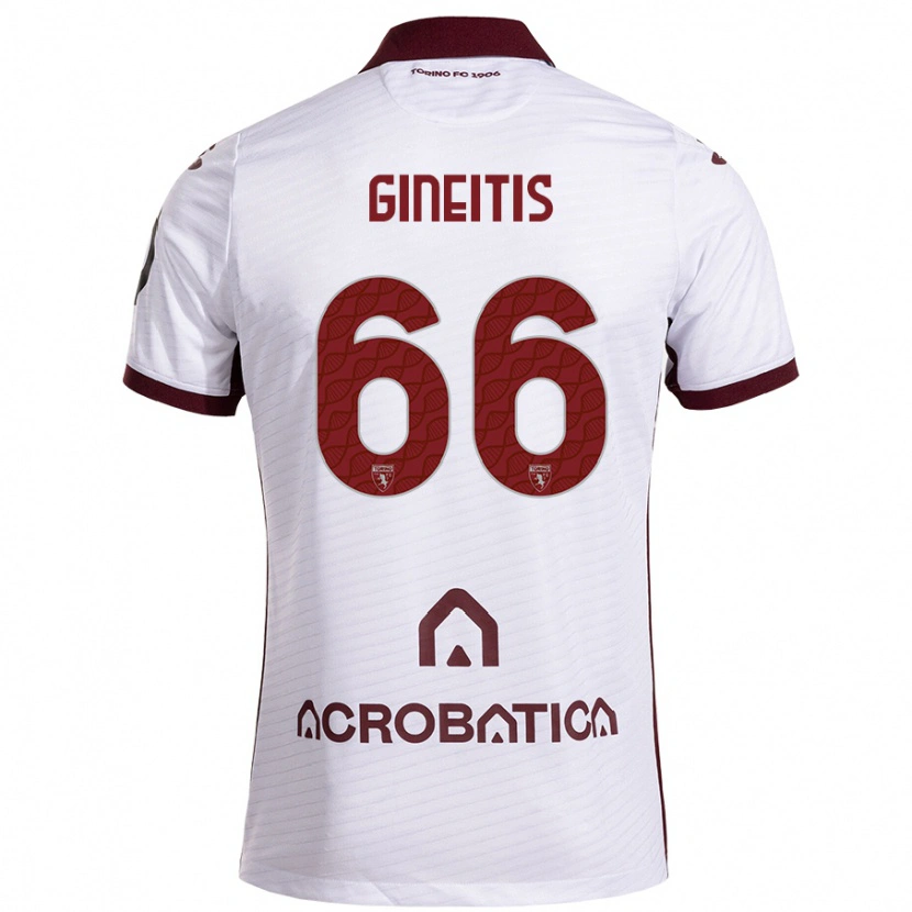 Danxen Kvinnor Gvidas Gineitis #66 Vit Rödbrun Bortatröja Matchtröjor 2024/25 Tröjor T-Tröja