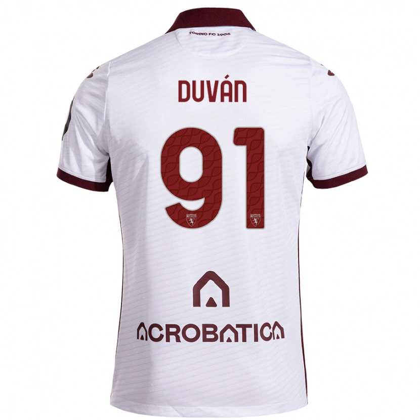 Danxen Kvinnor Duván Zapata #91 Vit Rödbrun Bortatröja Matchtröjor 2024/25 Tröjor T-Tröja