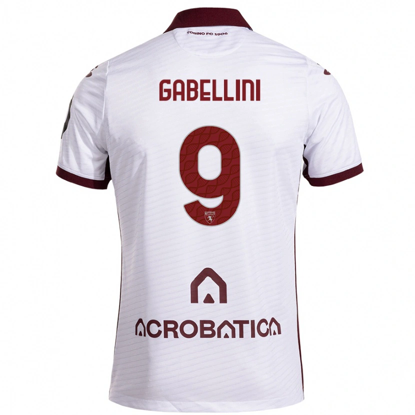 Danxen Kvinnor Tommaso Gabellini #9 Vit Rödbrun Bortatröja Matchtröjor 2024/25 Tröjor T-Tröja