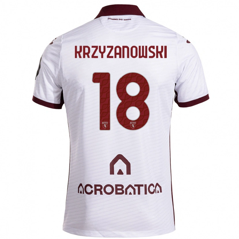 Danxen Kvinnor Jakub Krzyzanowski #18 Vit Rödbrun Bortatröja Matchtröjor 2024/25 Tröjor T-Tröja