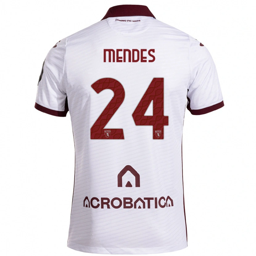 Danxen Kvinnor Rodrigo Mendes #24 Vit Rödbrun Bortatröja Matchtröjor 2024/25 Tröjor T-Tröja
