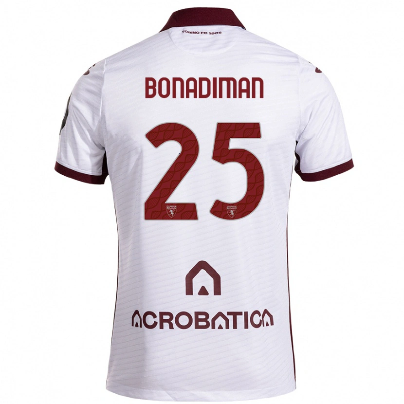 Danxen Kvinnor Matteo Bonadiman #25 Vit Rödbrun Bortatröja Matchtröjor 2024/25 Tröjor T-Tröja