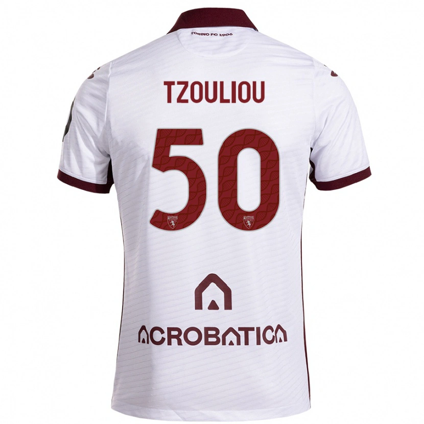 Danxen Kvinnor Dimitrianos Tzouliou #50 Vit Rödbrun Bortatröja Matchtröjor 2024/25 Tröjor T-Tröja