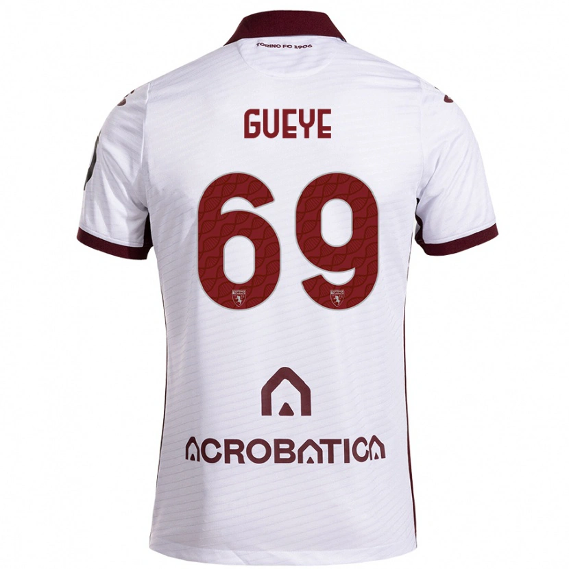 Danxen Kvinnor Ousmane Gueye #69 Vit Rödbrun Bortatröja Matchtröjor 2024/25 Tröjor T-Tröja