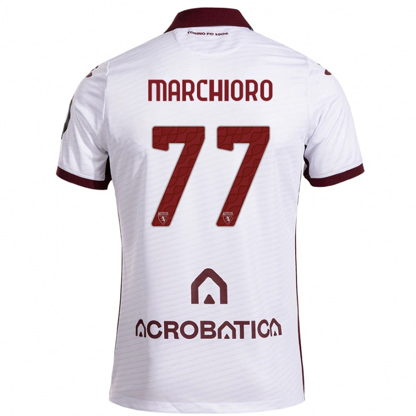 Danxen Kvinnor Raffaele Marchioro #77 Vit Rödbrun Bortatröja Matchtröjor 2024/25 Tröjor T-Tröja