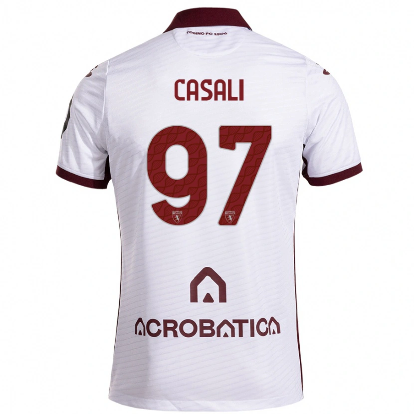 Danxen Kvinnor Michele Casali #97 Vit Rödbrun Bortatröja Matchtröjor 2024/25 Tröjor T-Tröja