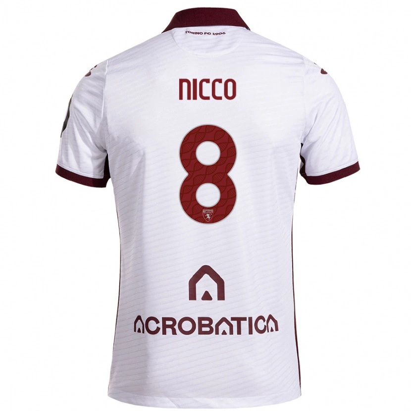 Danxen Kvinnor Giada Nicco #8 Vit Rödbrun Bortatröja Matchtröjor 2024/25 Tröjor T-Tröja
