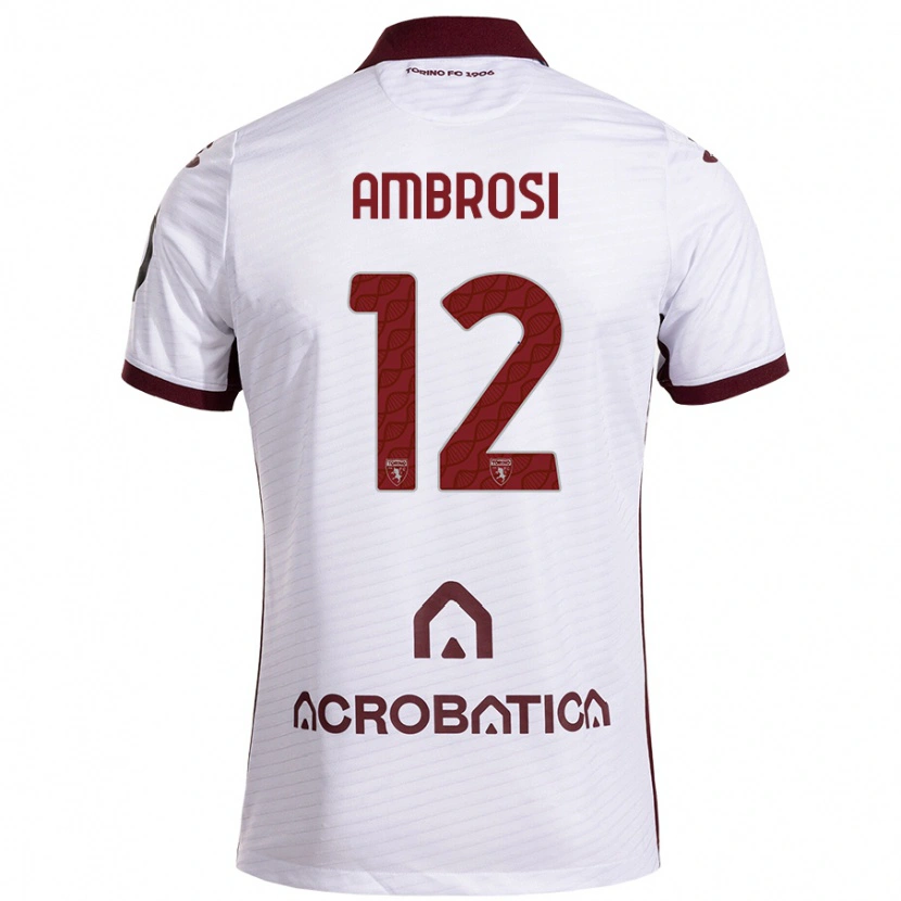 Danxen Kvinnor Martina Ambrosi #12 Vit Rödbrun Bortatröja Matchtröjor 2024/25 Tröjor T-Tröja