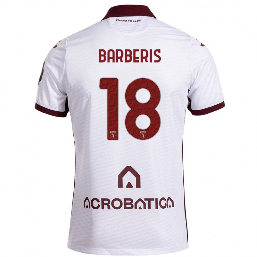 Danxen Kvinnor Laura Barberis #18 Vit Rödbrun Bortatröja Matchtröjor 2024/25 Tröjor T-Tröja