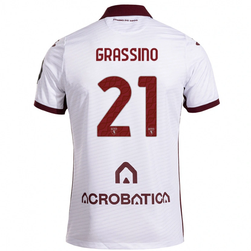 Danxen Kvinnor Giulia Grassino #21 Vit Rödbrun Bortatröja Matchtröjor 2024/25 Tröjor T-Tröja