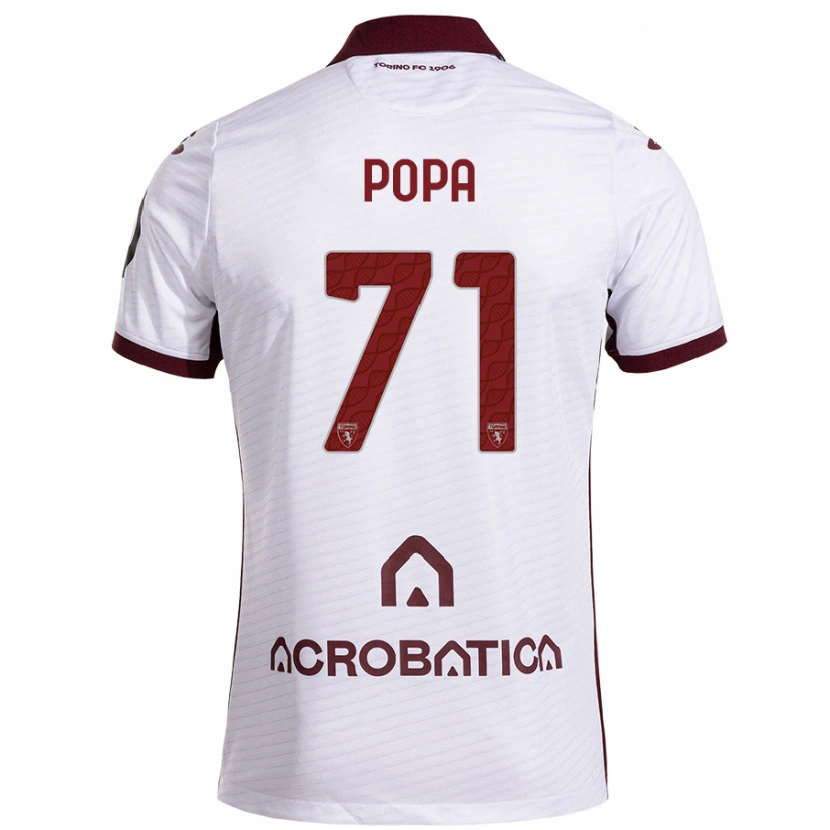 Danxen Kvinnor Mihai Popa #71 Vit Rödbrun Bortatröja Matchtröjor 2024/25 Tröjor T-Tröja