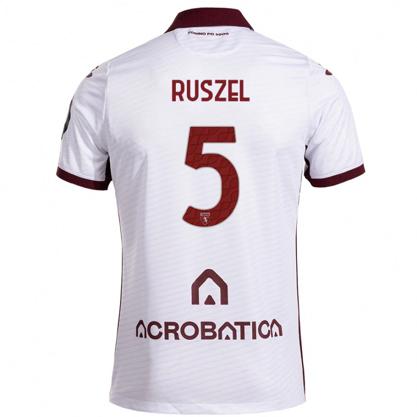 Danxen Kvinnor Marcel Ruszel #5 Vit Rödbrun Bortatröja Matchtröjor 2024/25 Tröjor T-Tröja