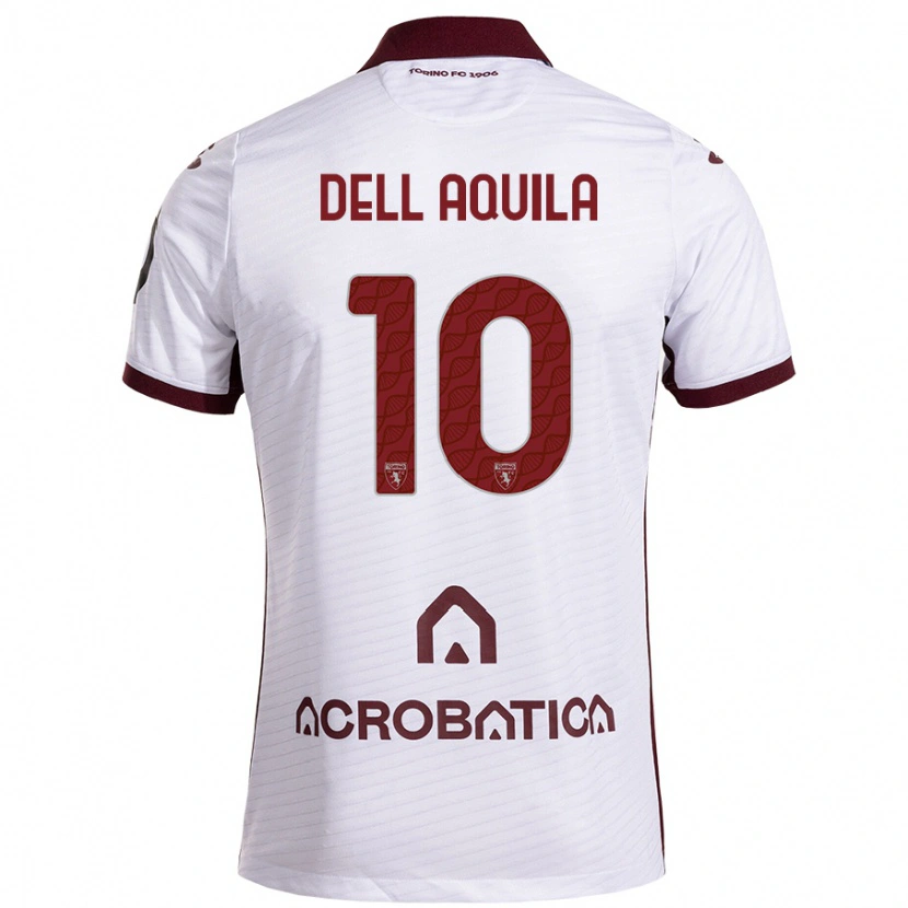Danxen Kvinnor Francesco Dell'aquila #10 Vit Rödbrun Bortatröja Matchtröjor 2024/25 Tröjor T-Tröja