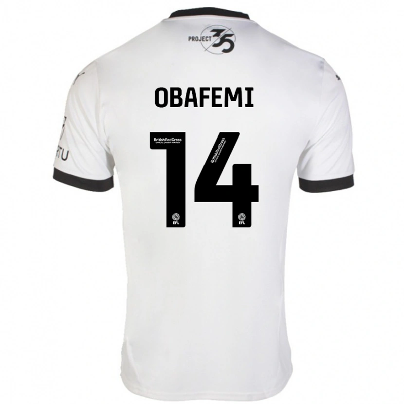 Danxen Kvinnor Michael Obafemi #14 Vit Svart Bortatröja Matchtröjor 2024/25 Tröjor T-Tröja