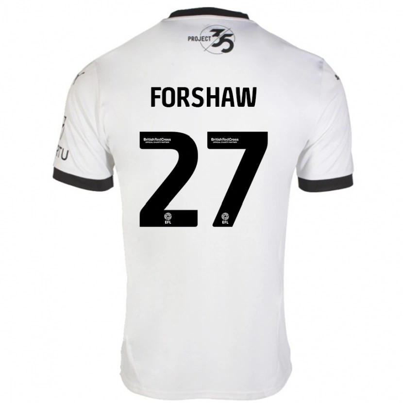 Danxen Kvinnor Adam Forshaw #27 Vit Svart Bortatröja Matchtröjor 2024/25 Tröjor T-Tröja