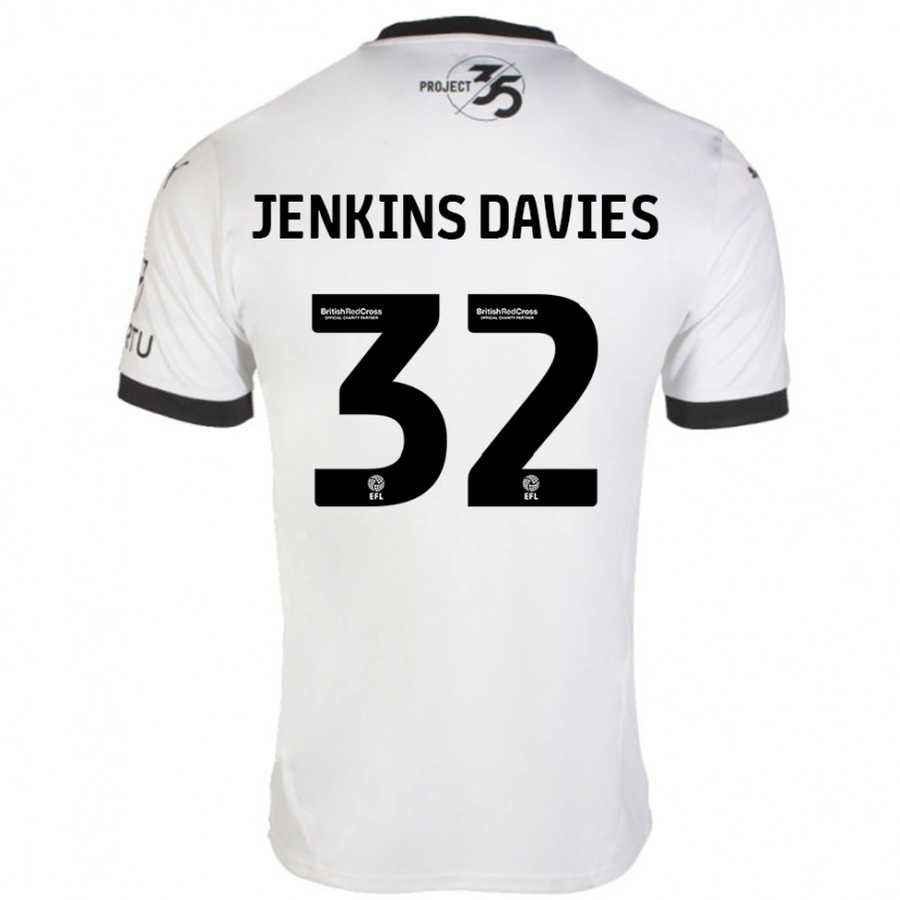 Danxen Kvinnor Will Jenkins-Davies #32 Vit Svart Bortatröja Matchtröjor 2024/25 Tröjor T-Tröja