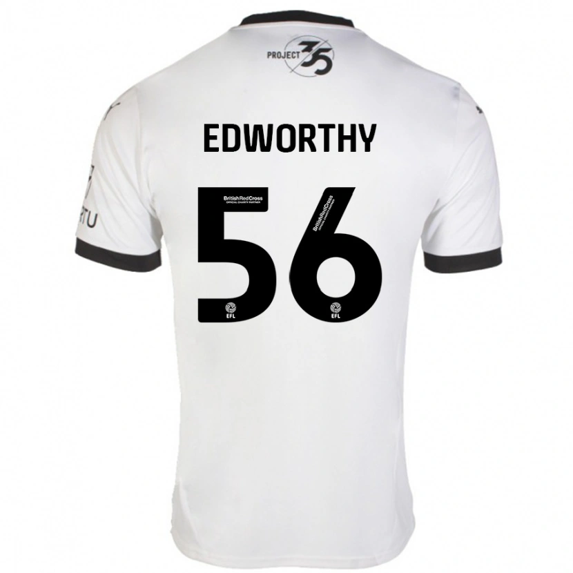 Danxen Kvinnor Kieran Edworthy #56 Vit Svart Bortatröja Matchtröjor 2024/25 Tröjor T-Tröja