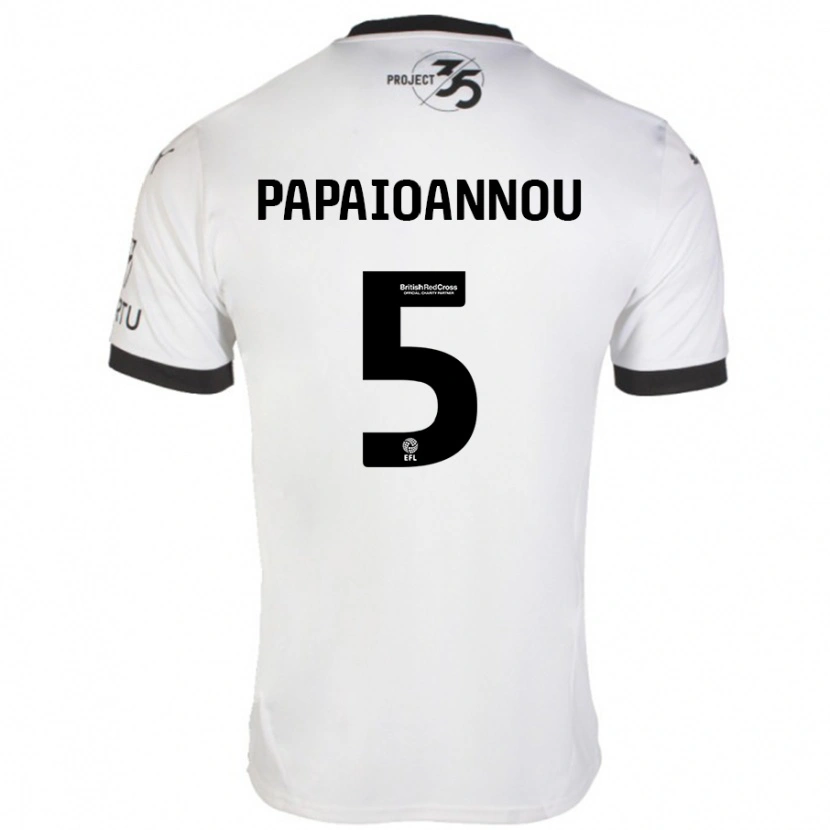 Danxen Kvinnor Panagiota Papaioannou #5 Vit Svart Bortatröja Matchtröjor 2024/25 Tröjor T-Tröja