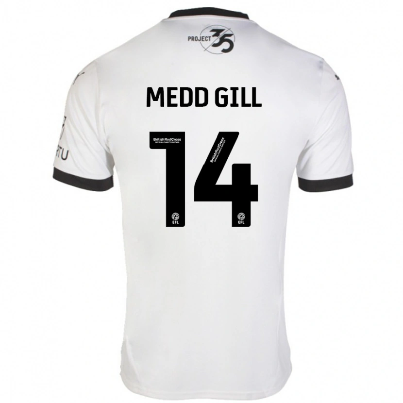 Danxen Kvinnor Tamsin Medd-Gill #14 Vit Svart Bortatröja Matchtröjor 2024/25 Tröjor T-Tröja