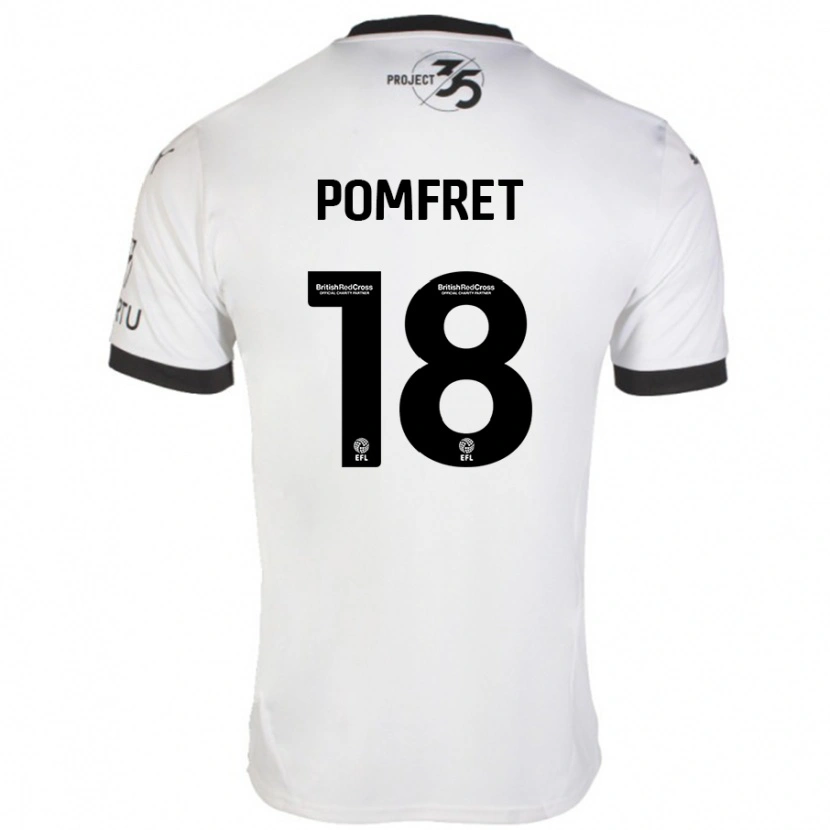 Danxen Kvinnor Taya Pomfret #18 Vit Svart Bortatröja Matchtröjor 2024/25 Tröjor T-Tröja