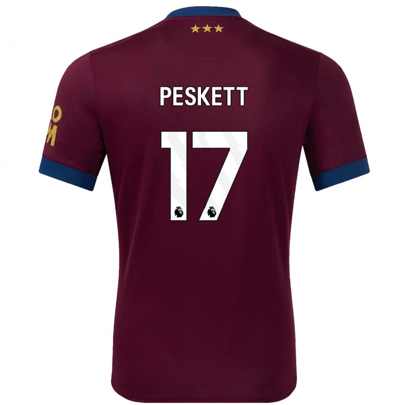 Danxen Kvinnor Sophie Peskett #17 Brun Bortatröja Matchtröjor 2024/25 Tröjor T-Tröja