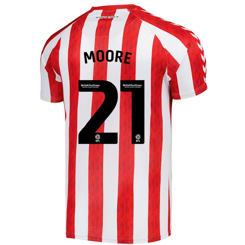 Danxen Barn Simon Moore #21 Röd Vit Hemmatröja Matchtröjor 2024/25 Tröjor T-Tröja