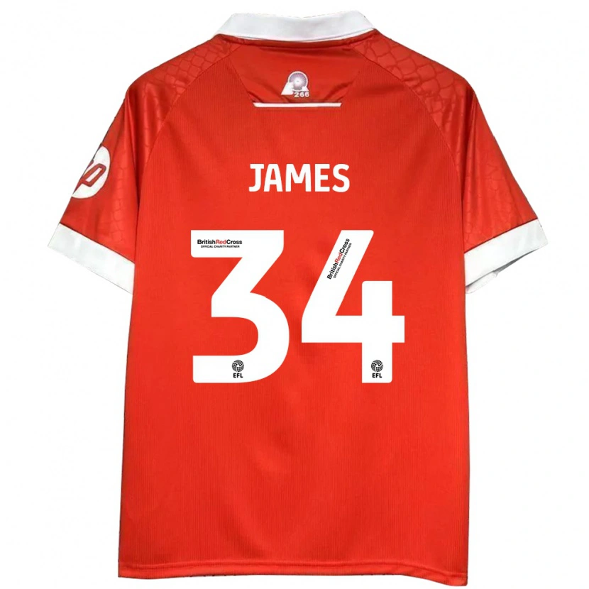 Danxen Barn Aaron James #34 Röd Vit Hemmatröja Matchtröjor 2024/25 Tröjor T-Tröja