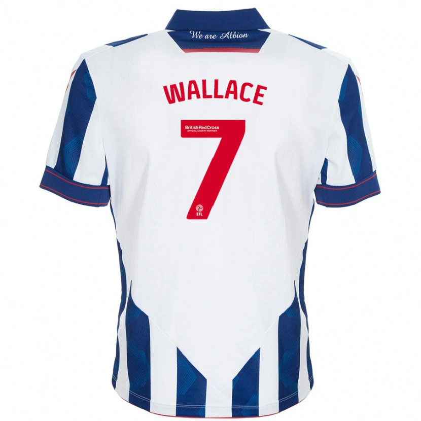 Danxen Barn Jed Wallace #7 Vit Mörkblå Hemmatröja Matchtröjor 2024/25 Tröjor T-Tröja