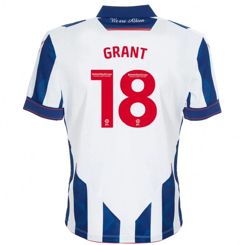 Danxen Barn Karlan Grant #18 Vit Mörkblå Hemmatröja Matchtröjor 2024/25 Tröjor T-Tröja