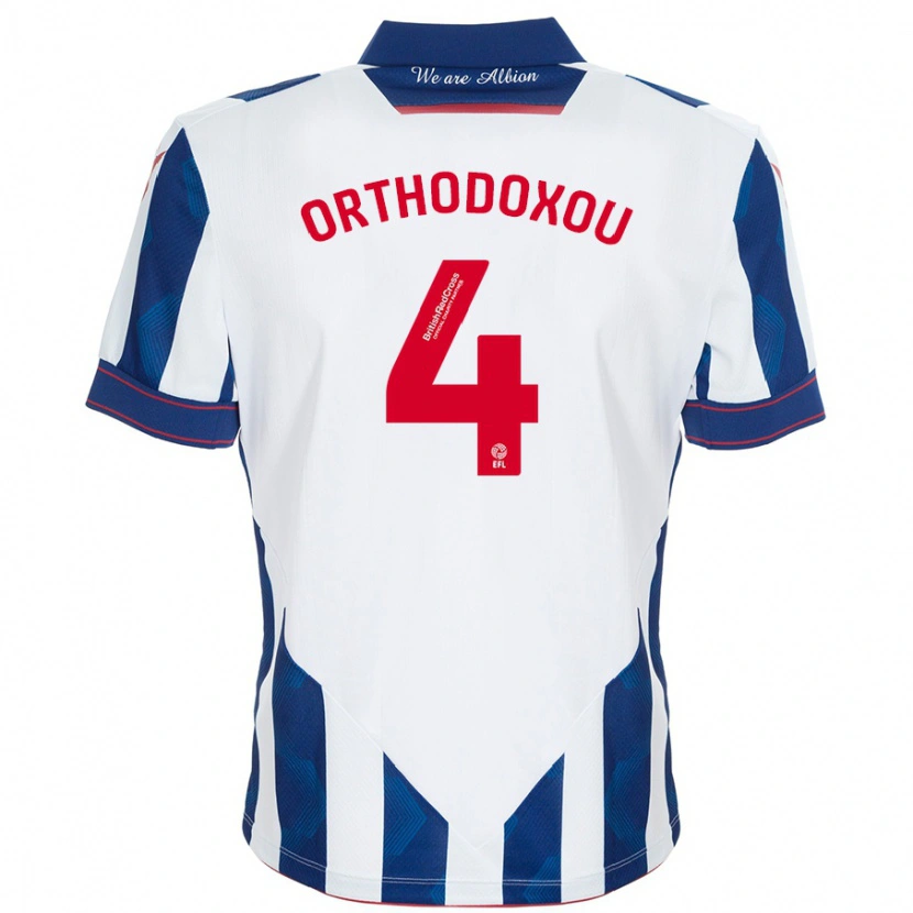 Danxen Barn Francesca Orthodoxou #4 Vit Mörkblå Hemmatröja Matchtröjor 2024/25 Tröjor T-Tröja