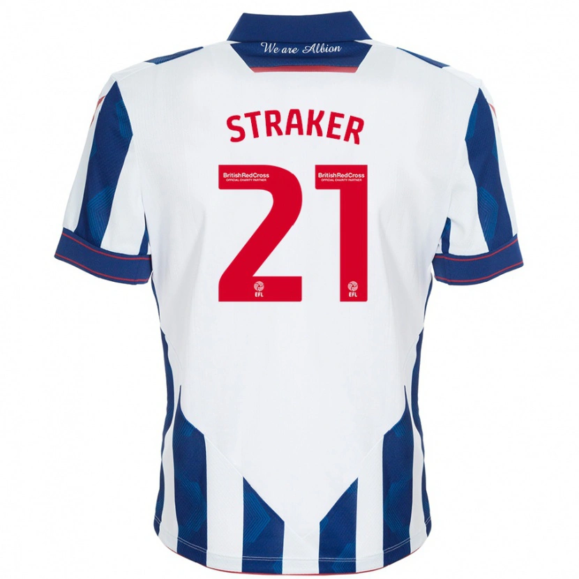 Danxen Barn Jannelle Straker #21 Vit Mörkblå Hemmatröja Matchtröjor 2024/25 Tröjor T-Tröja