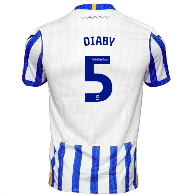 Danxen Barn Bambo Diaby #5 Blå Vit Hemmatröja Matchtröjor 2024/25 Tröjor T-Tröja