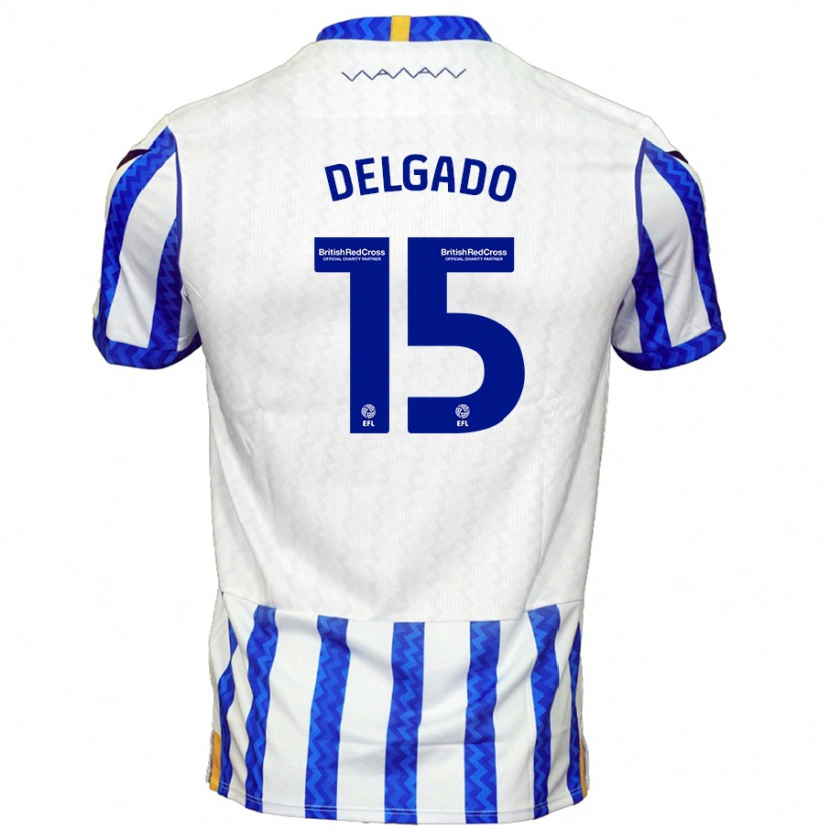 Danxen Barn Juan Delgado #15 Blå Vit Hemmatröja Matchtröjor 2024/25 Tröjor T-Tröja