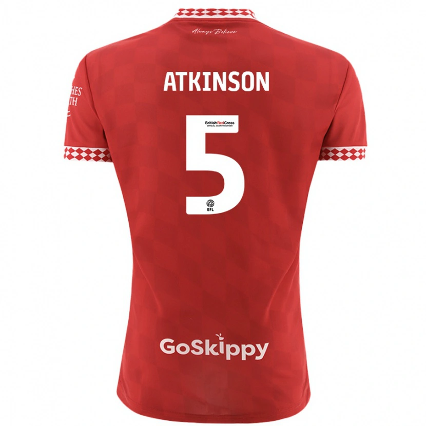 Danxen Barn Rob Atkinson #5 Röd Hemmatröja Matchtröjor 2024/25 Tröjor T-Tröja