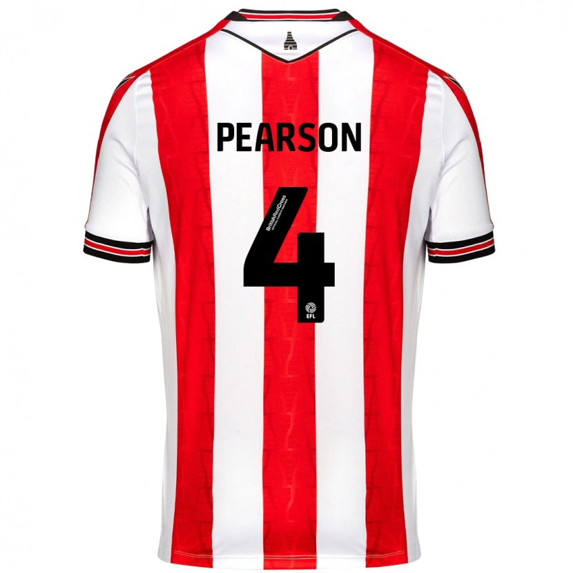 Danxen Barn Ben Pearson #4 Röd Vit Hemmatröja Matchtröjor 2024/25 Tröjor T-Tröja