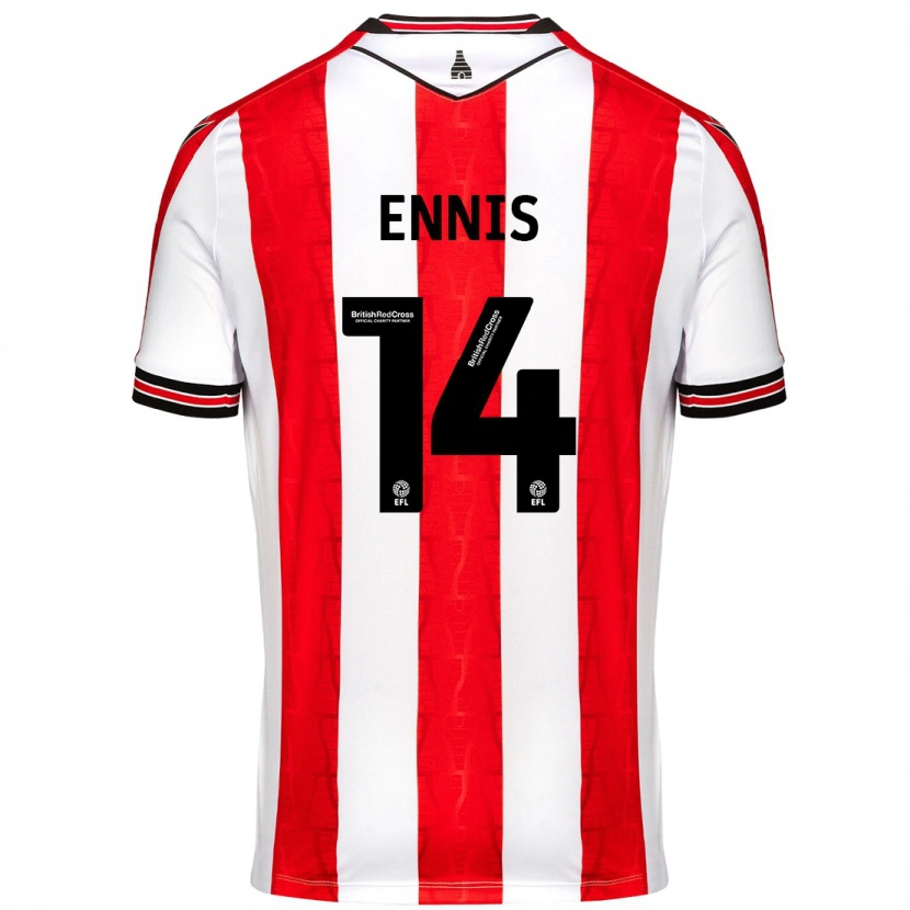 Danxen Barn Niall Ennis #14 Röd Vit Hemmatröja Matchtröjor 2024/25 Tröjor T-Tröja