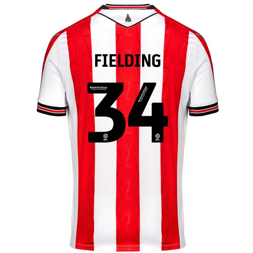 Danxen Barn Frank Fielding #34 Röd Vit Hemmatröja Matchtröjor 2024/25 Tröjor T-Tröja