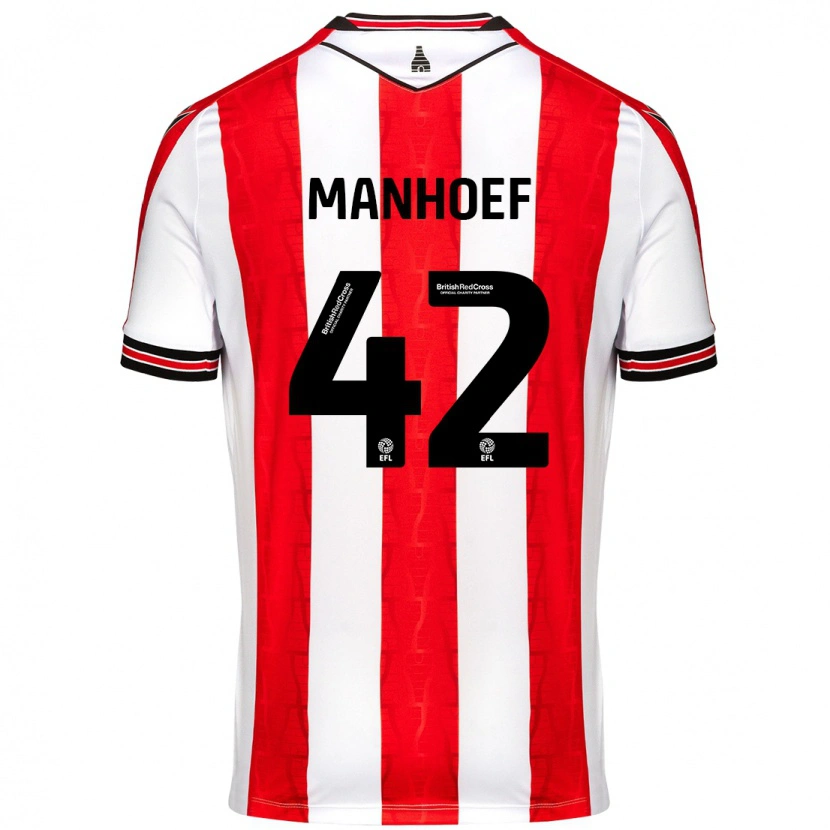 Danxen Barn Million Manhoef #42 Röd Vit Hemmatröja Matchtröjor 2024/25 Tröjor T-Tröja