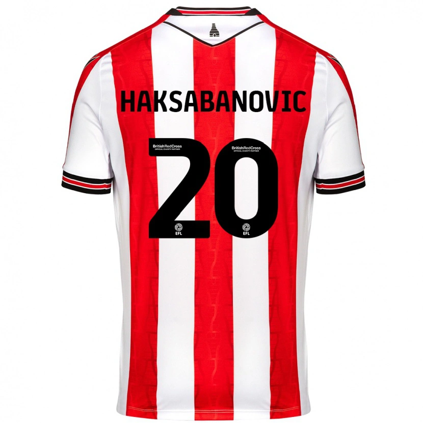 Danxen Barn Sead Hakšabanović #20 Röd Vit Hemmatröja Matchtröjor 2024/25 Tröjor T-Tröja