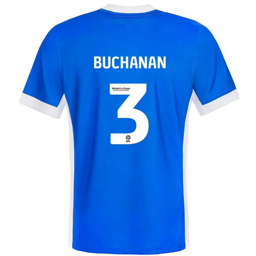 Danxen Barn Lee Buchanan #3 Blå Vit Hemmatröja Matchtröjor 2024/25 Tröjor T-Tröja