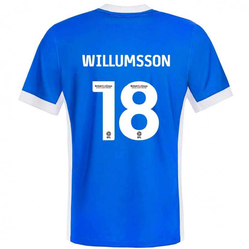 Danxen Barn Willum Thór Willumsson #18 Blå Vit Hemmatröja Matchtröjor 2024/25 Tröjor T-Tröja