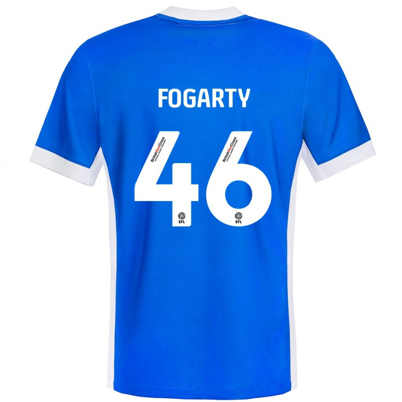 Danxen Barn Tom Fogarty #46 Blå Vit Hemmatröja Matchtröjor 2024/25 Tröjor T-Tröja