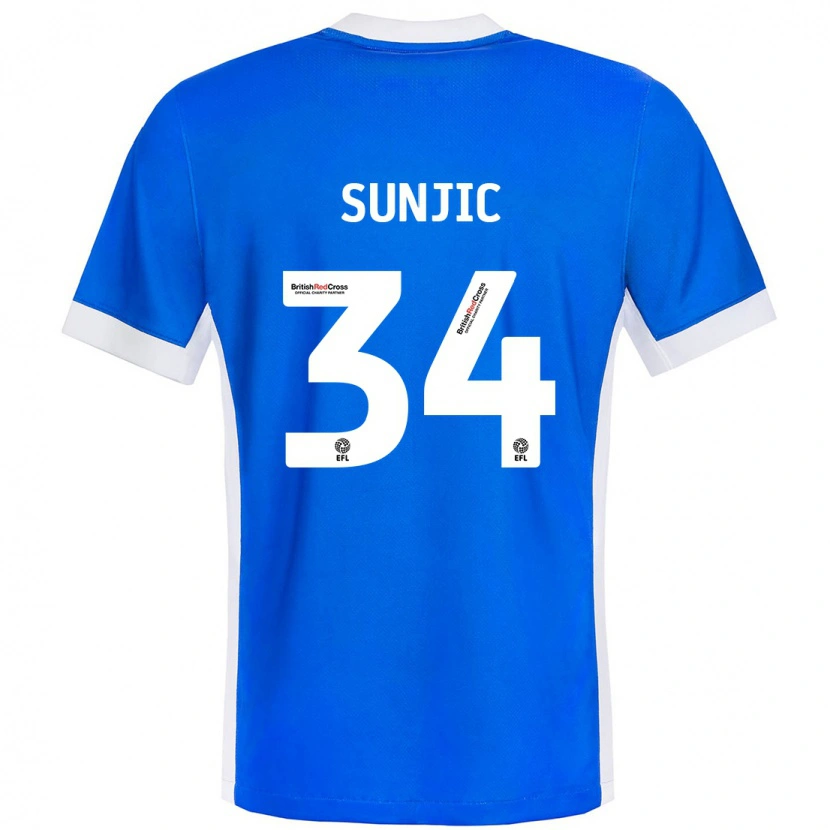 Danxen Barn Ivan Sunjic #34 Blå Vit Hemmatröja Matchtröjor 2024/25 Tröjor T-Tröja