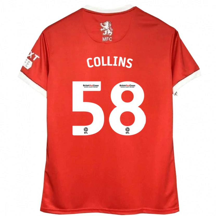 Danxen Barn Sam Collins #58 Röd Vit Hemmatröja Matchtröjor 2024/25 Tröjor T-Tröja