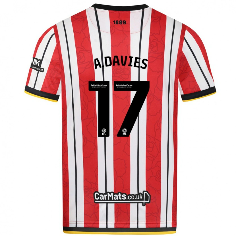 Danxen Barn Adam Davies #17 Röda Vita Ränder Hemmatröja Matchtröjor 2024/25 Tröjor T-Tröja