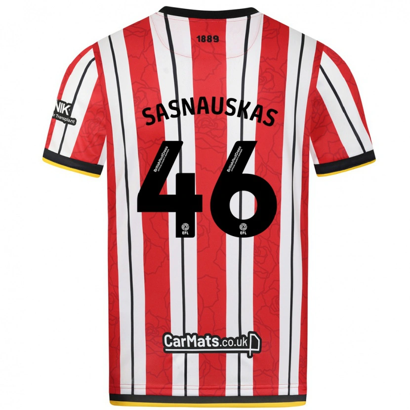 Danxen Barn Dovydas Sasnauskas #46 Röda Vita Ränder Hemmatröja Matchtröjor 2024/25 Tröjor T-Tröja