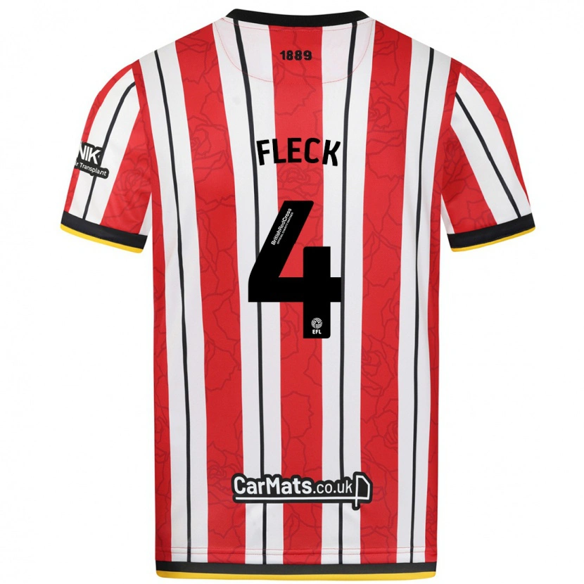 Danxen Barn John Fleck #4 Röda Vita Ränder Hemmatröja Matchtröjor 2024/25 Tröjor T-Tröja