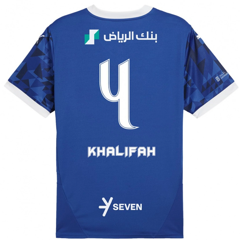 Danxen Barn Khalifah Al-Dawsari #4 Mörkblå Vit Hemmatröja Matchtröjor 2024/25 Tröjor T-Tröja