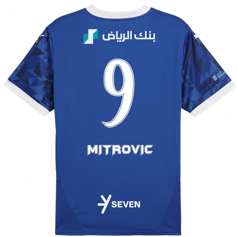 Danxen Barn Aleksandar Mitrović #9 Mörkblå Vit Hemmatröja Matchtröjor 2024/25 Tröjor T-Tröja